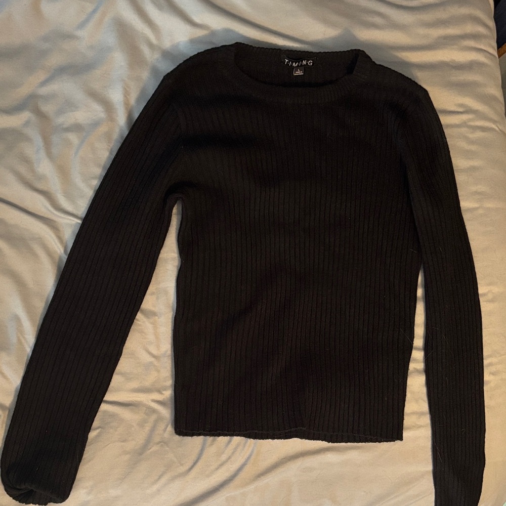 Zara Kids Black Ribbed Sweater